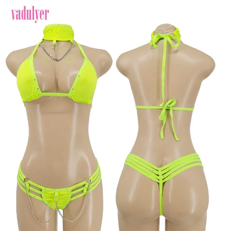 

Vadulyer Wholesale Best Sell Rhinestones Rave Outfits With Chain, Picture