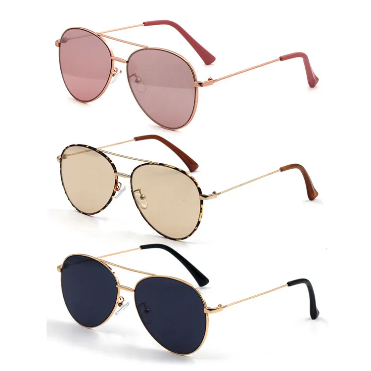 

VIFF HM19149 Metal Sunglasses Double Nose Bridges High Quality Outdoor Aviation Sunglasses Women, Multi