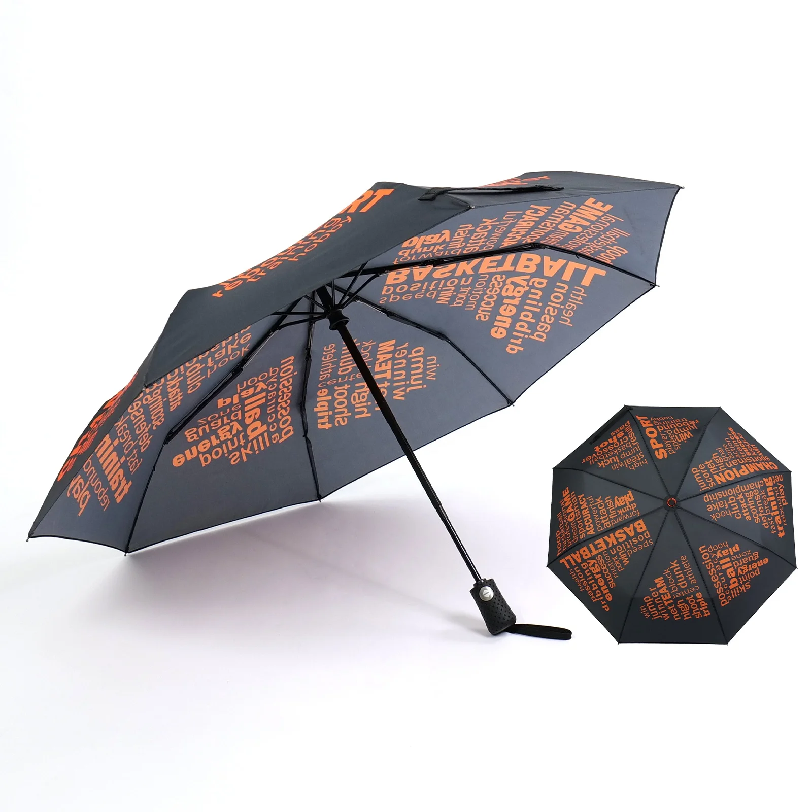 

Portable Automatic Opening Close 3 Folding Button Umbrella with Digital Printing for All Season