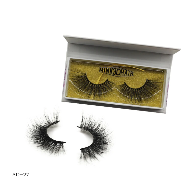 

Hot Sale Individual Private Label Hand Made Long Thick Comfortable Strip Fur Real 3D Mink Eyelash Case, Black
