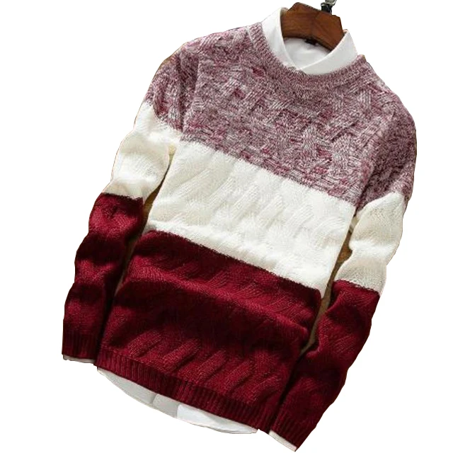 

Fashion Striped Knitted Long Sleeve Basic Style Men Pullover Sweater, Customized color