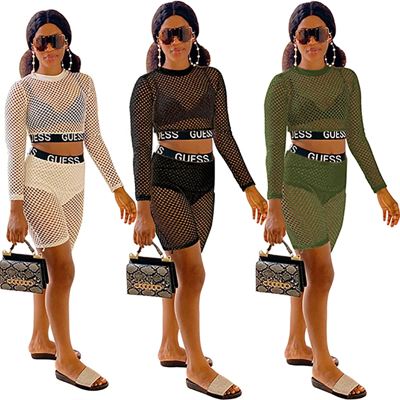 

2021 Summer Arrivals Women Clothing Solid Color Sexy Hollow Out Shorts Pants Two Piece Casual Set