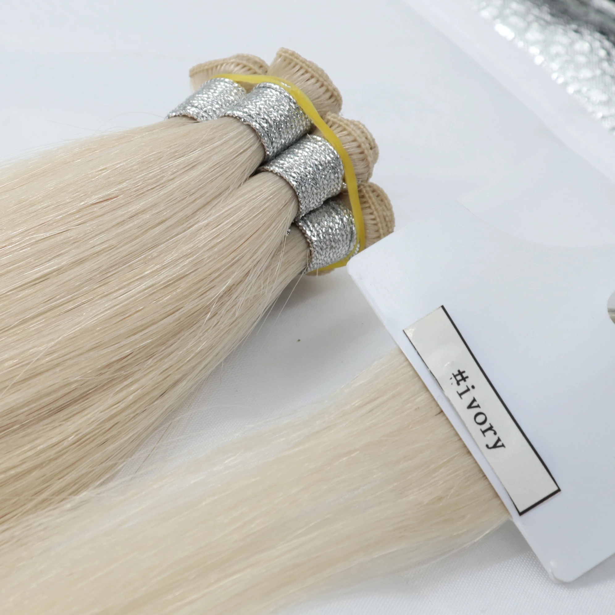 

Double Drawn Human Extension Hand Tied Virgin European Remy Hair Weft