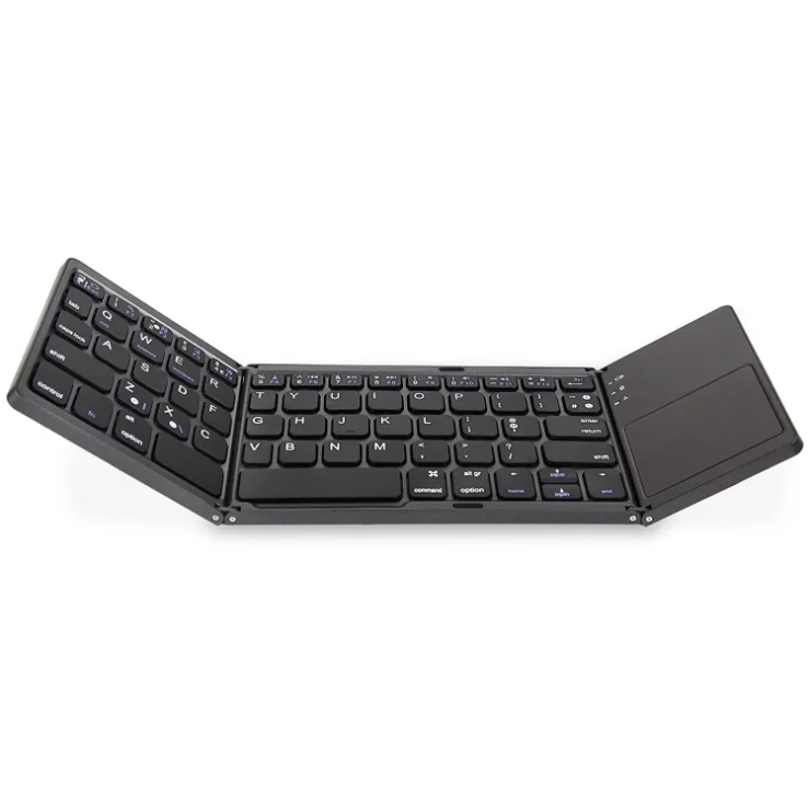 

portable mini wireless bluetooth foldable keyboard with touchpad, Black