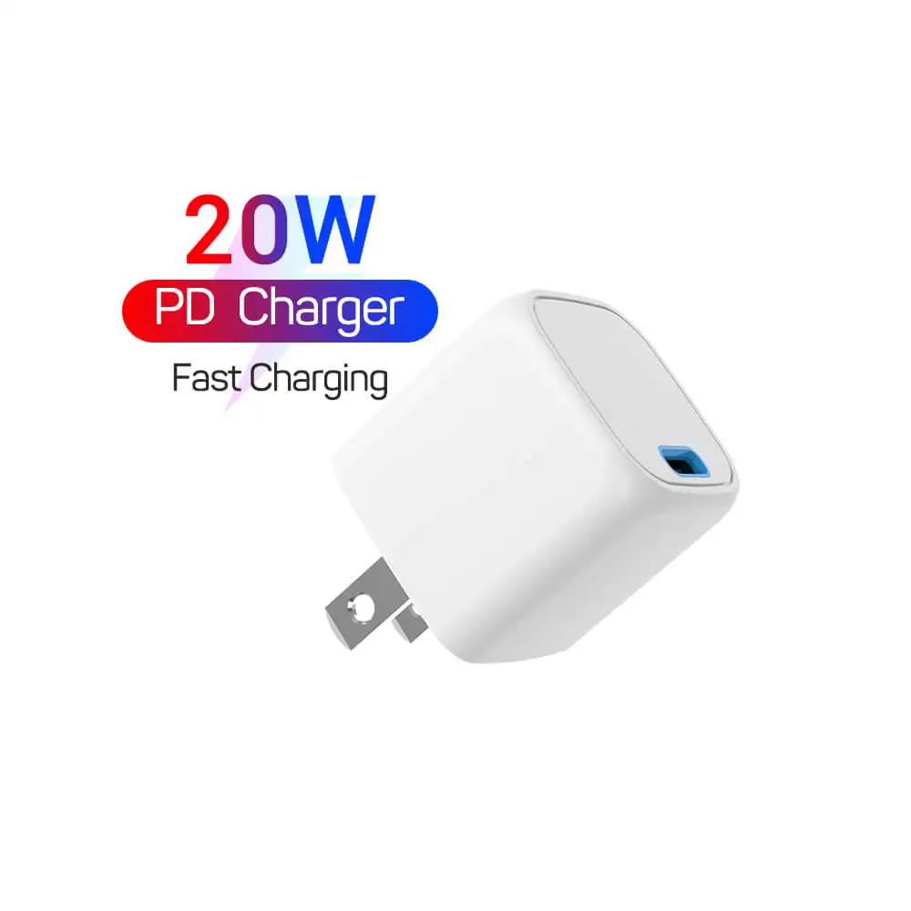 

New Technology GaN Mini PD Adapter Fast Charging USB-C PD 20W Wall Charger for iPhone 12 Mini Pro Max, Black, white, custom
