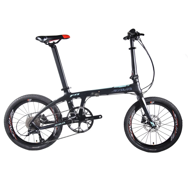 

SAVA Z1 Lightweight 20 Inch Carbon Fibre 20 speed Bike Foldable Bike Mini City Bike Adult Folding Bicycle, Black red/black blue/black orange