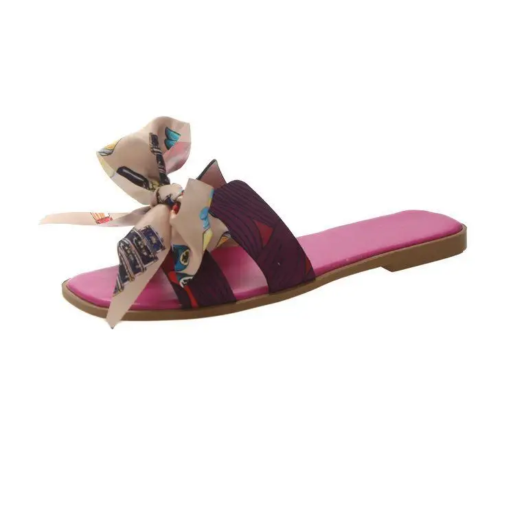 

The Lasted Butterfly-Knot Color Ribbon Women Slippers Slippers Woman Lace Up Sandals