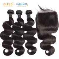 

Bliss Emerald 3+1 Body Wave 100% Unprocessed Indian Human Hair Cheveux Indiens Hair 3 Bundles with Lace Closure