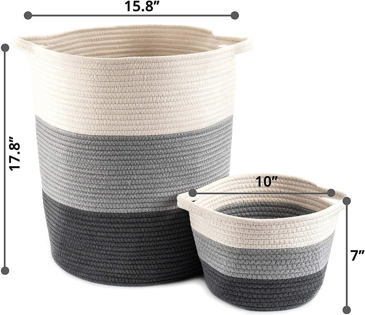 

New fashion High Quality customized design cotton rope storage basket with handles set basket, Customized color