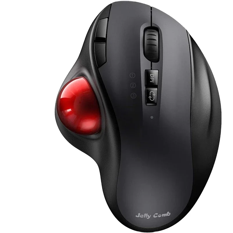 

Bt 4.0+2.4Gh Rechargeable Wireless Mouse with Trackball 2400DPI for Laptop Tablet PC, Black