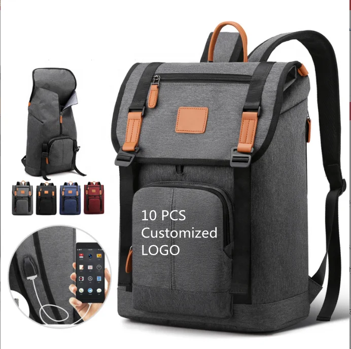 

Custom Logo College Student Book Backpack With Charging Port Large Capacity Business Laptop Backpack Waterproof Travel Bag
