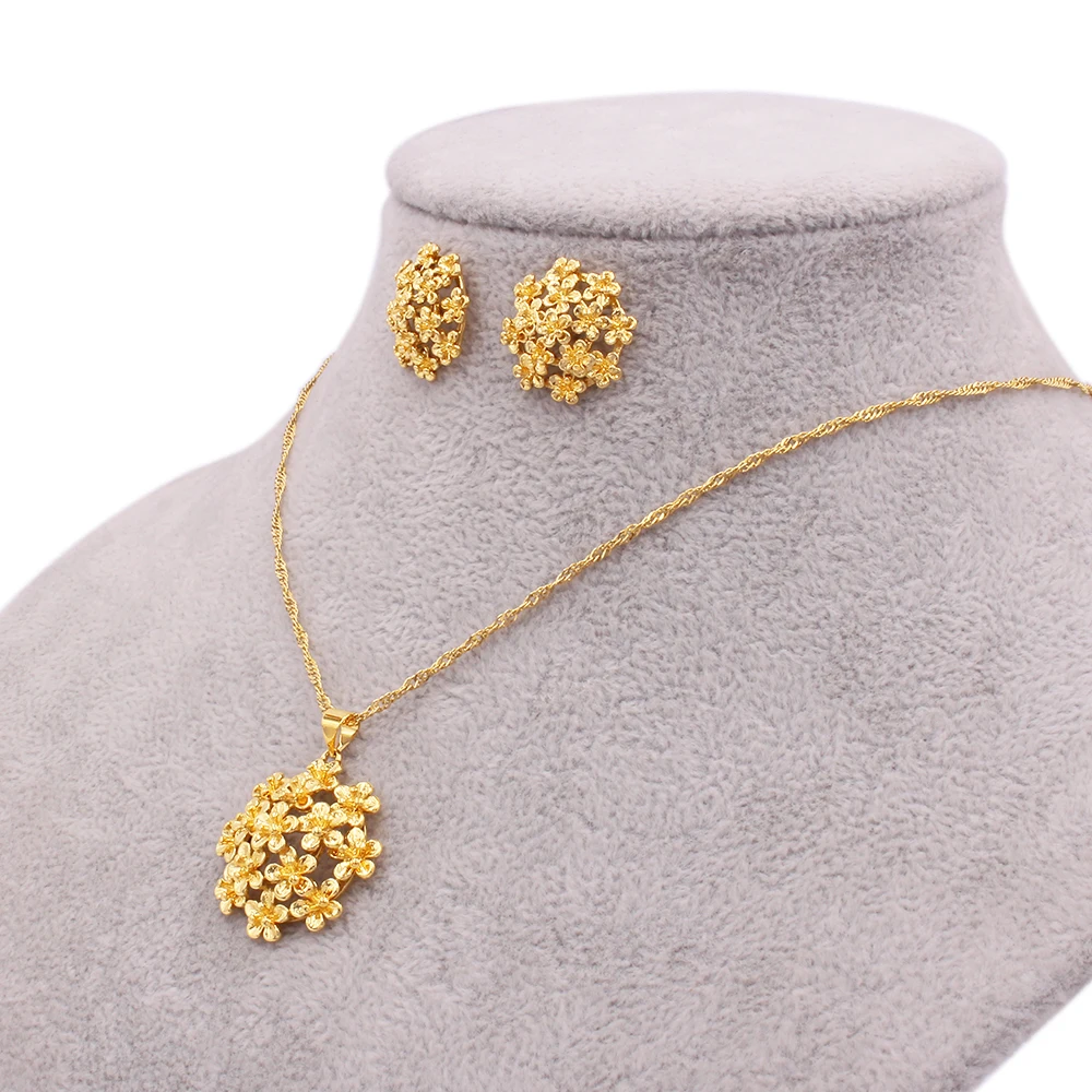 

jewelry sets new 18K Gold plated Necklace Pendant Earrings set for women African France wedding party jewelery set bridal gifts