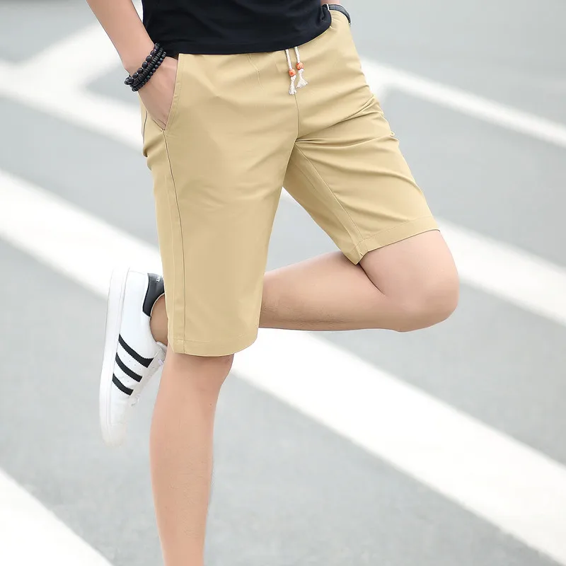 

Men Classic Pure Cotton Elastic Waist Shorts Summer Youth Sports Half Pants