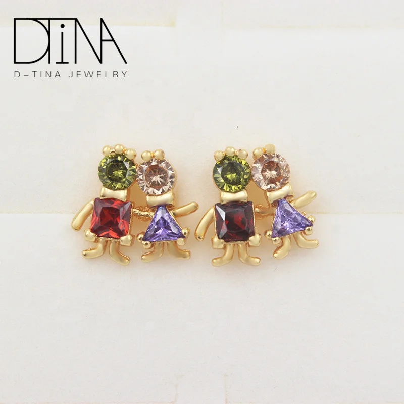 

DTINA Modern 18k Gold Plated Delicate Couples modelling Jewelry Stud Earrings for Lovers, Golden