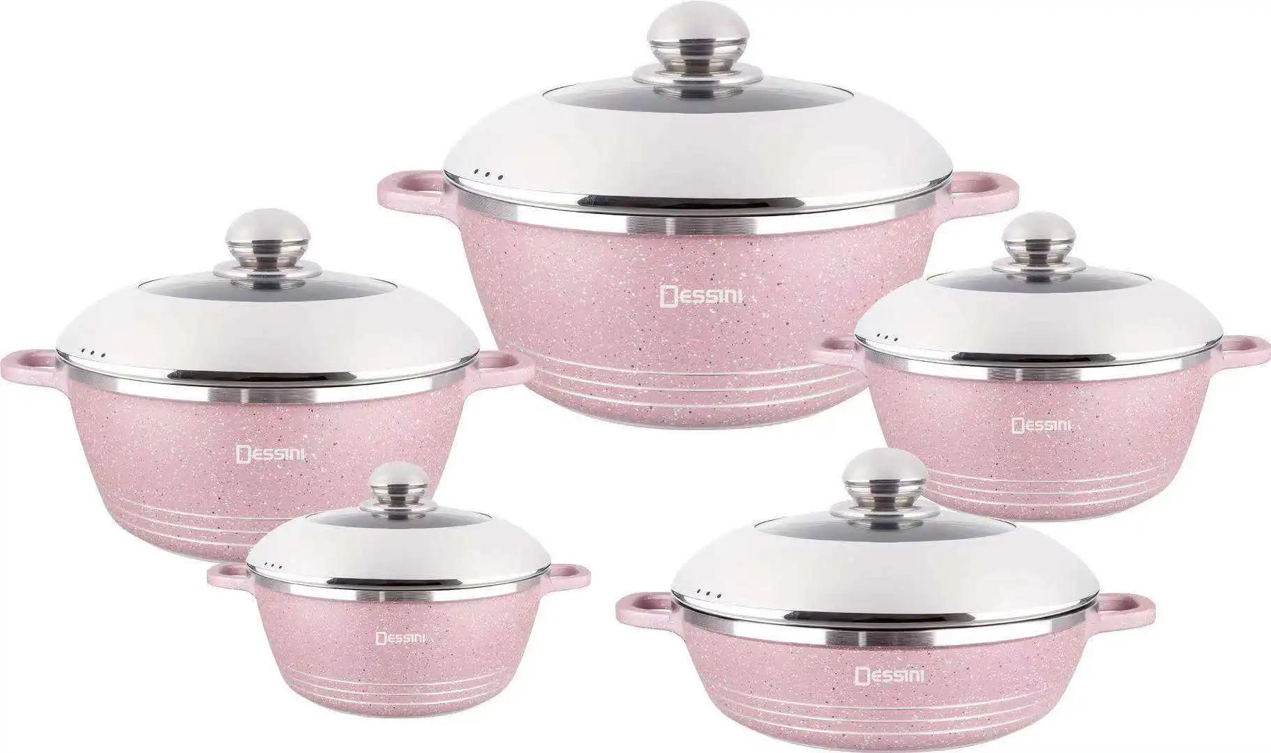 10pcs Aluminum Dessini Cookware Set Granite Marble Coated With