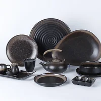 

Black Color Unique Rustic China Ware Fine Porcelain Dinner Set, New Arrivals Rustic Hotel Ware Dinner Set China>