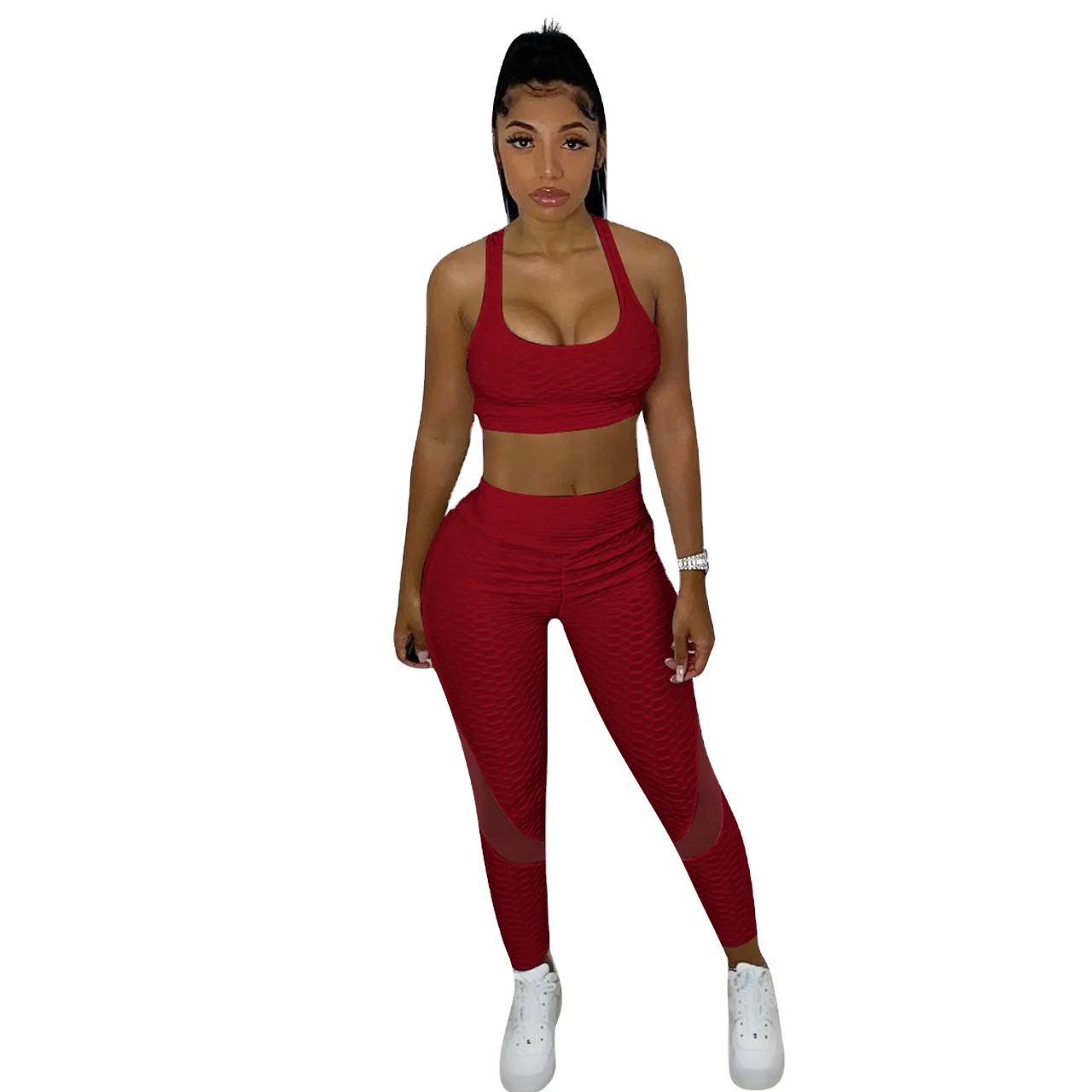 

2021 Athletic Elasticity Sleeveless Fitness Sportswear Women Workout Sets