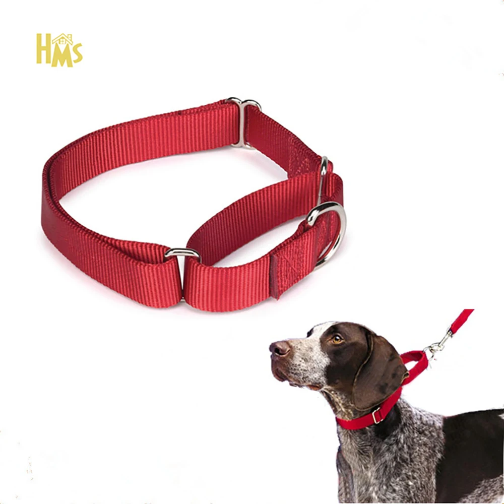 

HMS Wholesale Excellent quality adjustable Pastel Nylon collar for dog metal buckle big dog martingale leather dog collar, Six kinds of color