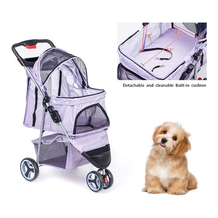 Easy Onehand Fold 3 Wheels Jogger Pet Stroller Cat Dog Easy Walk Folding Travel Carrier