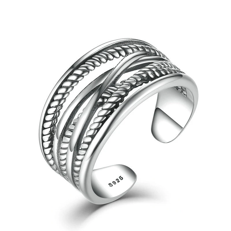 

Vintage Twisted Multilayer Women Silver 925 Rings Wholesale