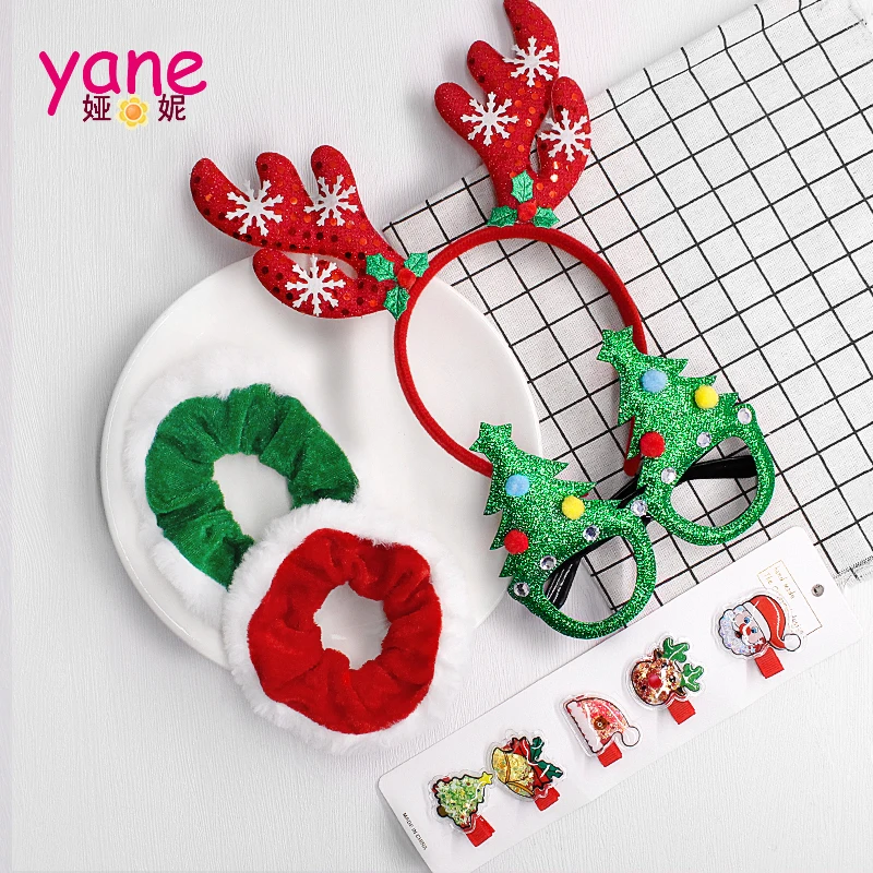 

Wholesale of Christmas decorations glasses for kids holiday scrunchies hair clips sets Christmas gifts accessories