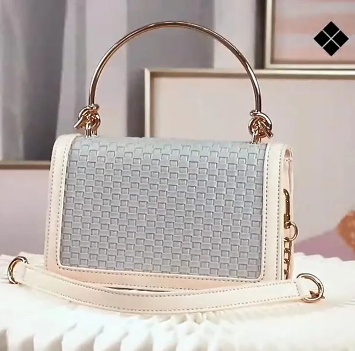 

PU Weave Straw Rattan Top-handle Bag Handmade Shoulder Bag for Lady Women