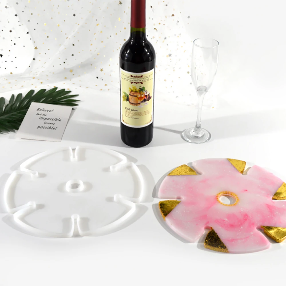 

Wine Glass Holder Silicone Resin Mold Bottle Shelf Storage Glass Irregular Tray Epoxy Resin Mold Coaster DIY Home Decoratio Mold, As shown