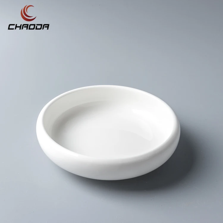 

Chaoda Wholesale round plain white ceramic dishes custom logo ceramic appetizer snack plate durable porcelain dishes for hotel