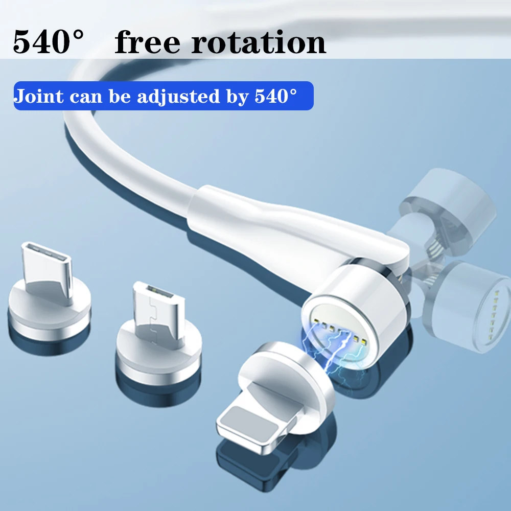 540 Degree Rotating Quick Charging Nylon Braided Rotation Data Cable 3A Fast Charger Type C Micro Rotate Magnetic USB Cable - ANKUX.COM