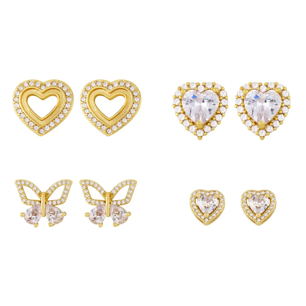 

Laodun New Popular Fashion Jewelry Earring Simple Metal Personality Creative Hollow Heart Stud Earrings, Gold