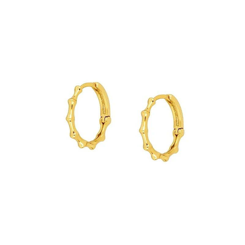 

Minimalist s925 sterling silver bamboo hoop earrings for women, Gold/white