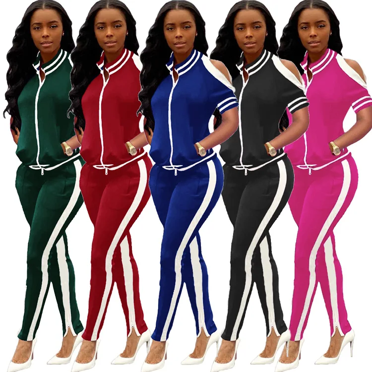 

D94494 Women workout sets two piece fall casual tracksuit clothing