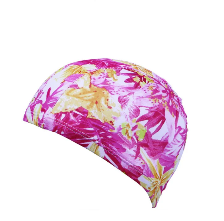 

Amazon Hot Sale High Quality Printed fashion popular high quality fabric swimming hats