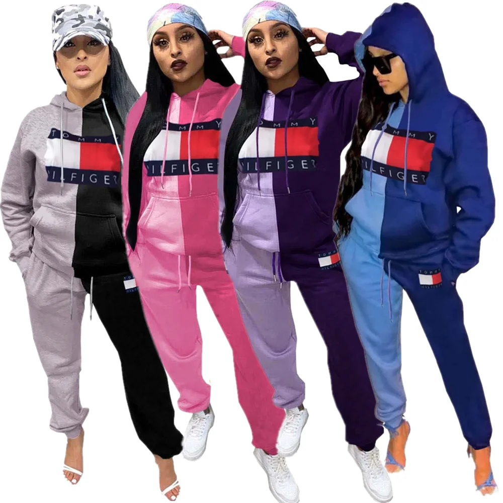 

Popular Cotton Print Sweatpants and Hoodie Set Fall Two Piece Women Sweatsuit Set Tracksuit Designer Clothes Famous Brands Women