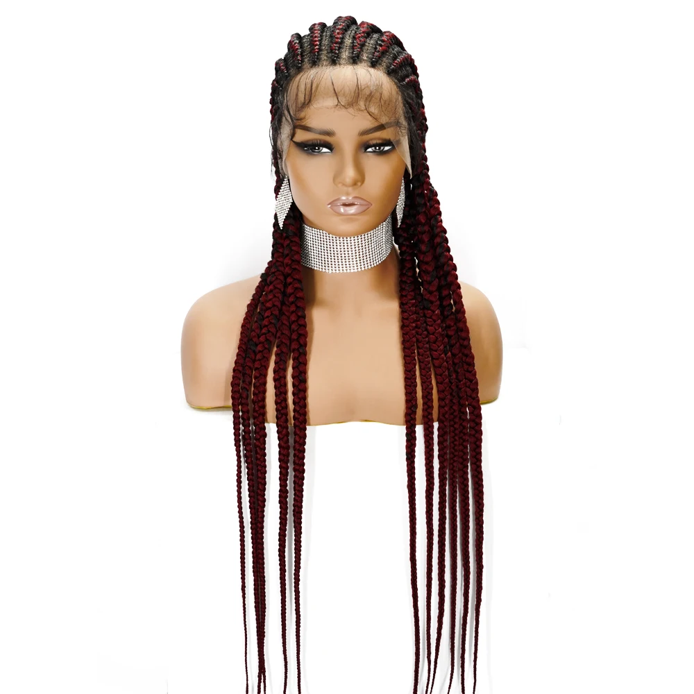 

Braided Lace Full Wigs With Baby Hair Braids Wigs for Black Women Cornrow Braid Synthetic Wigs, Picture