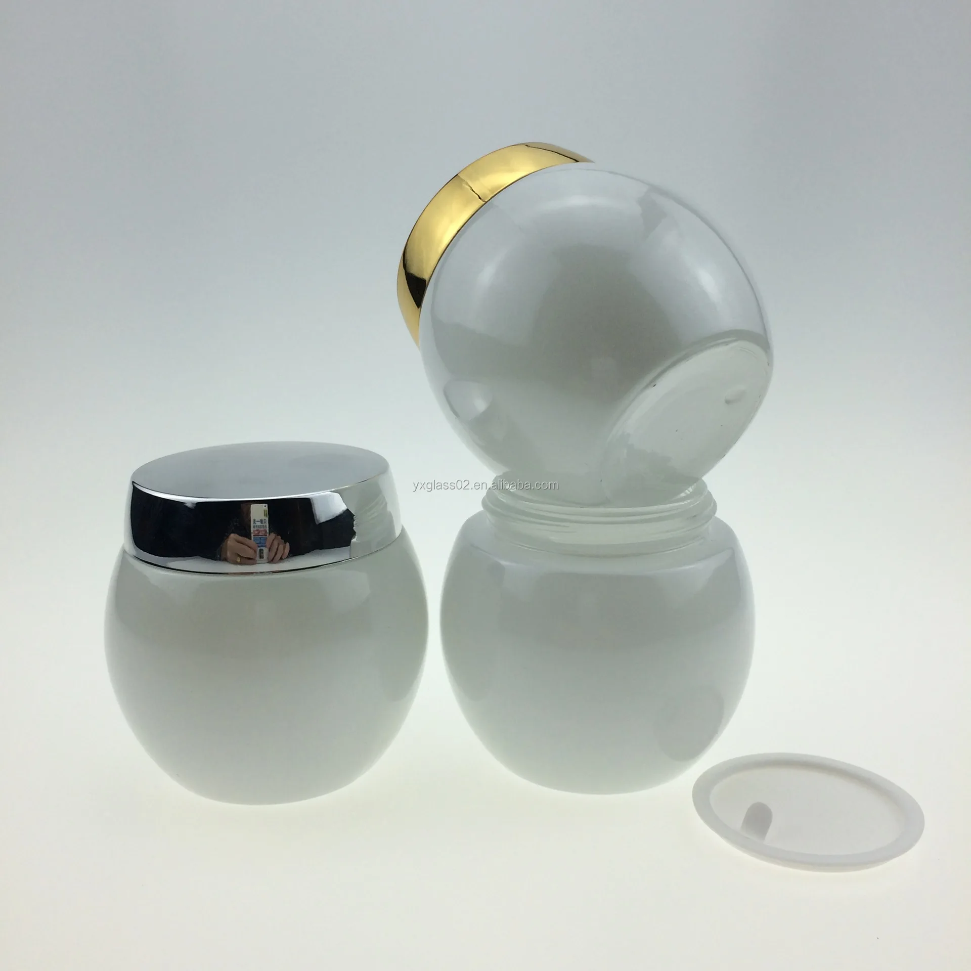 120g Hot sale  fashion egg shape cream glass jar skincare cosmetic packaging container scrub glass jar factory