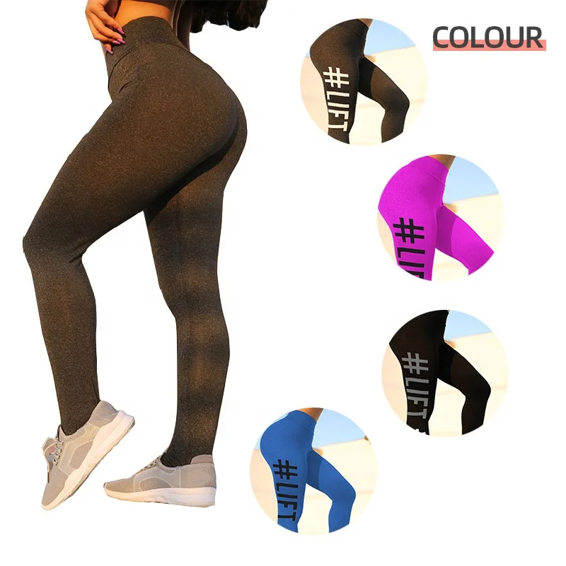 

Wholesale custom Women High Waist Letter Printing Workout Pants Fitness yoga Plus Size Leggings, Blue,black,grey,rose red