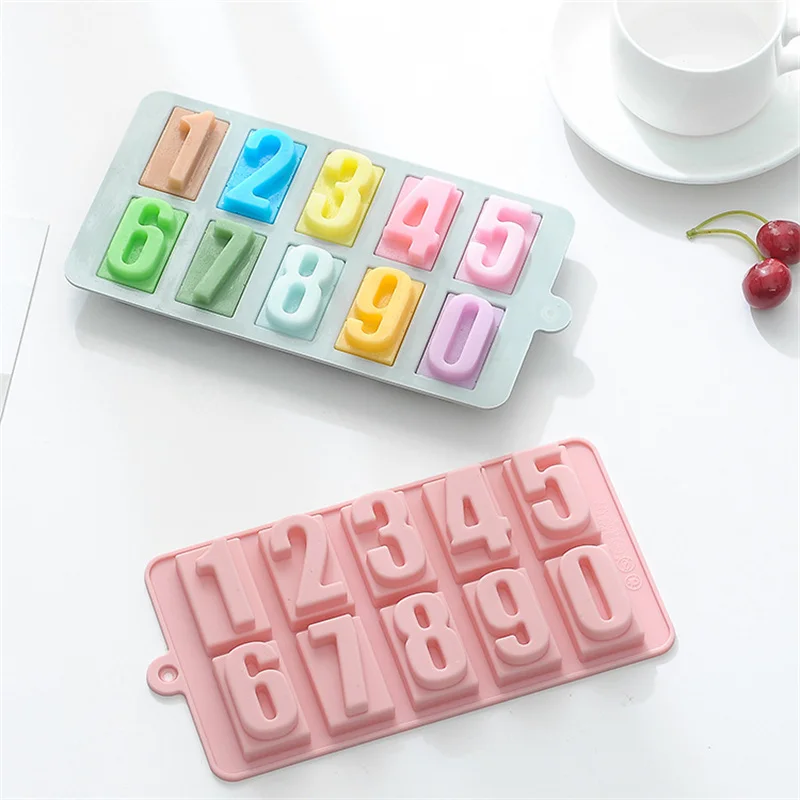 

Youngs YS-CT206 silicone Number 0-9 ice cream maker maker tray mould ice cube tray chocolate cake molds, Pink and blue