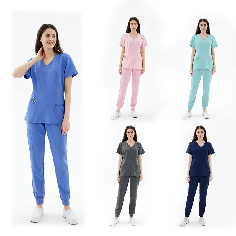 

Private Label Anti-bacterial Reusable Fashionable Uniformes De Hospital Medico Stretchy Scrub Nurse Scrubs Jogger Uniform, Customized color