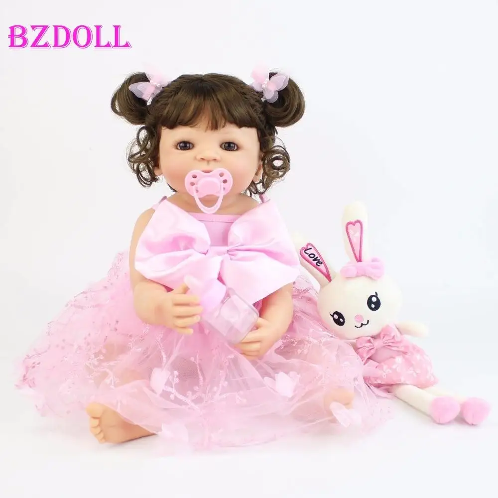 

22" Full Silicone Reborn Baby Doll Soft Vinyl Newborn Bebe Girl Pink Princess