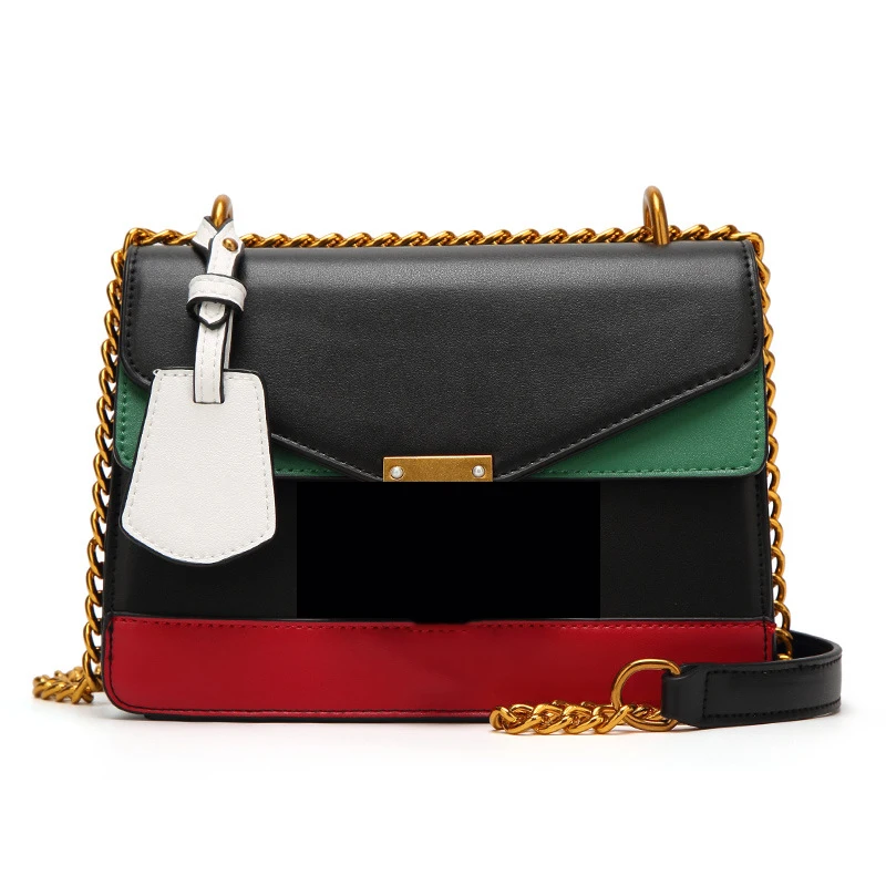 

Fashion Color Blocking Bee Striped Patchwork PU Leather Crossbody Messenger Shoulder Bags for Women Purses Bag, Red pink black white