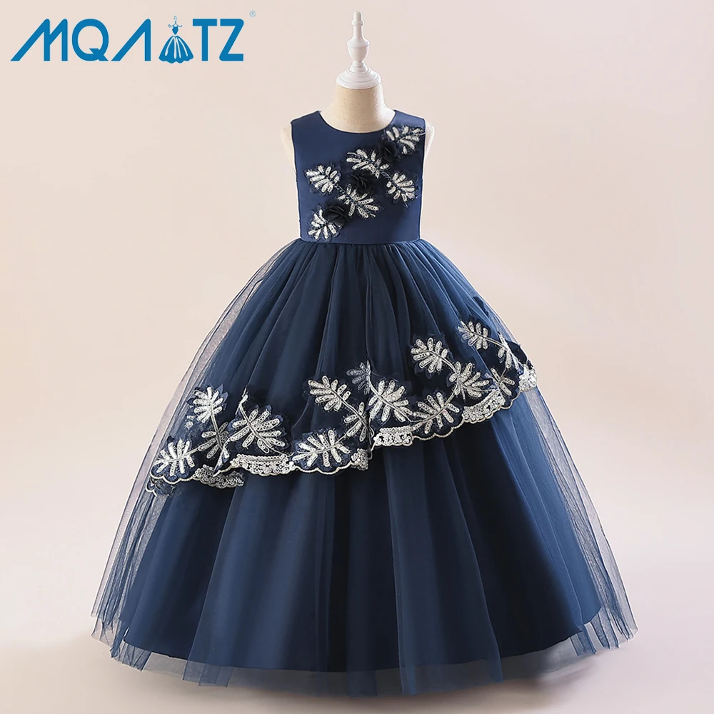 

MQATZ New Products Birthday Party Dress Sleeveless girl dress Elegant Princess Fashion Embroider Dress For Children Gowns