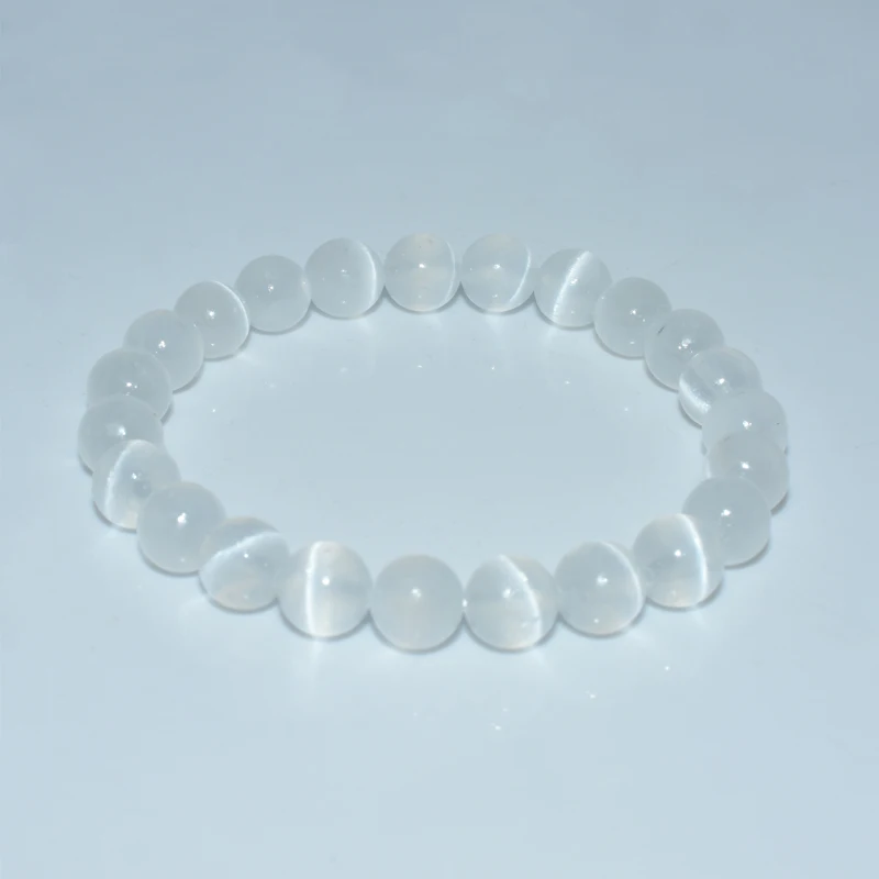 

Trade Insurance Natural Stone Jewelry  Selenite Beads Bracelet, White