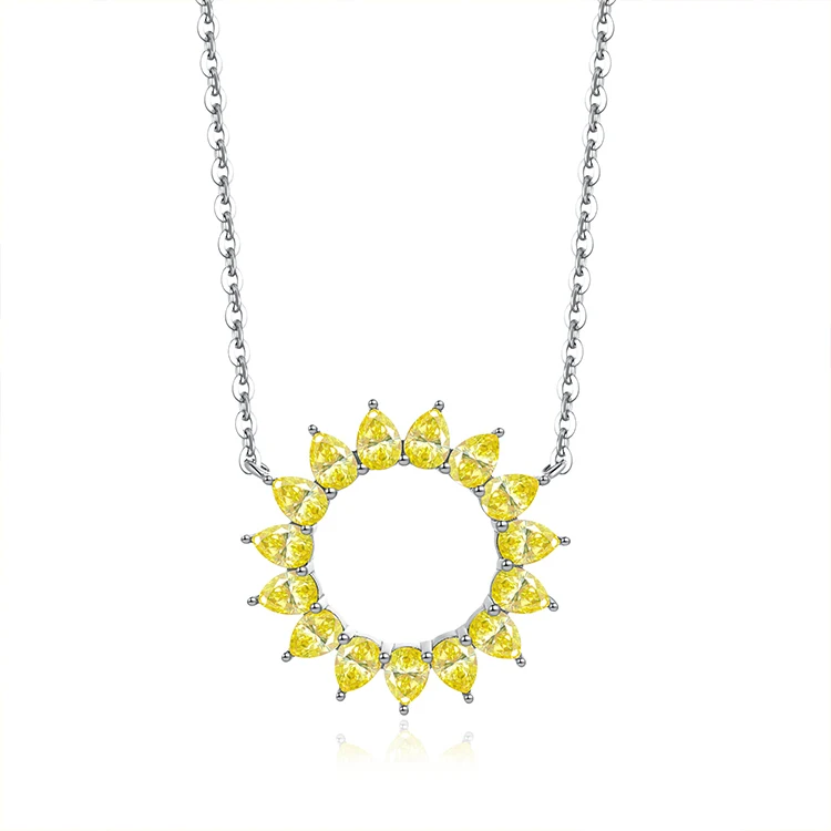 

Dropshipping High Quality Circle Pendant Necklace Sunflower Gold Filled Jewelry Necklace Woman Fashion Jewelry Necklace Set, Yellow gold