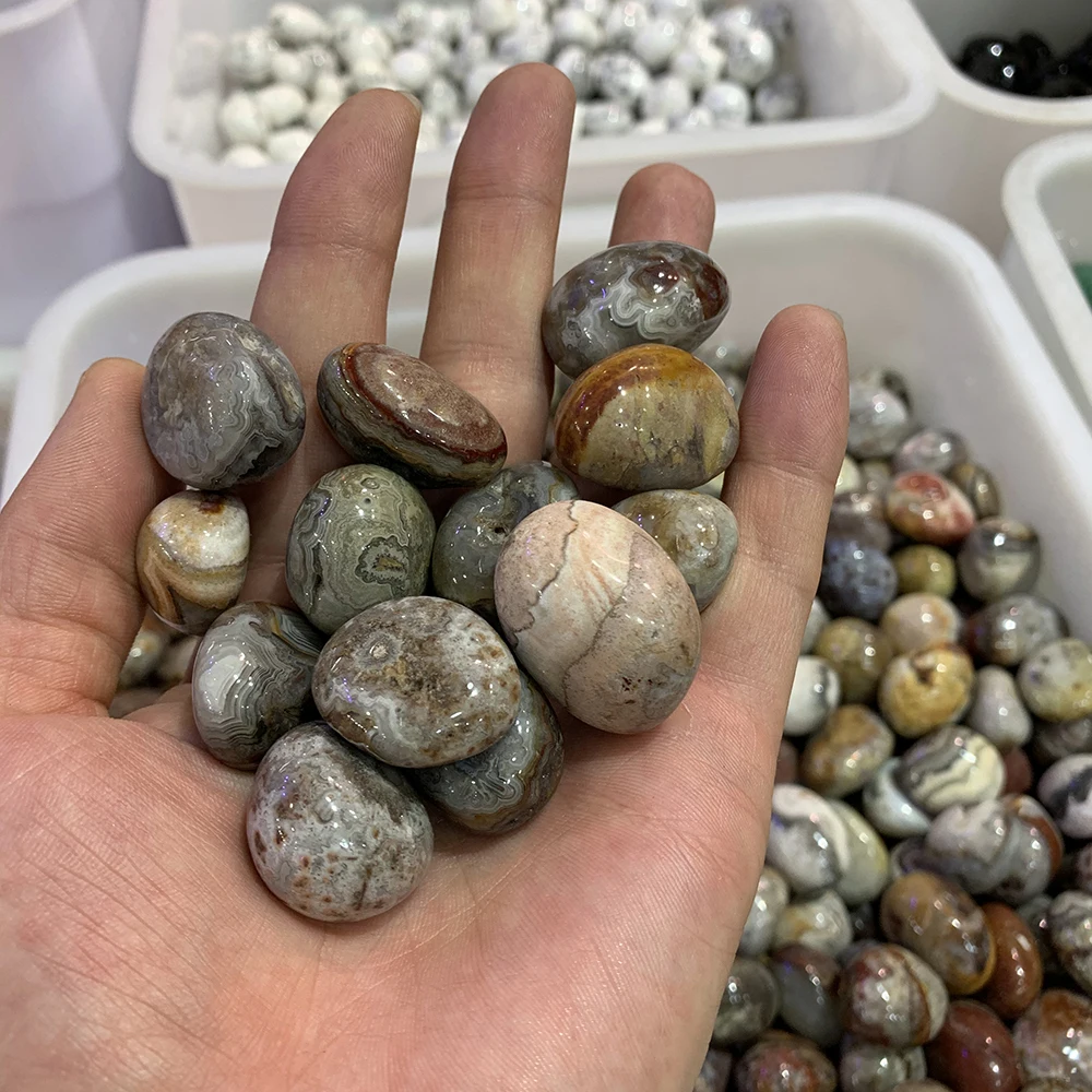 

Wholesale High Quality Polished Irregular Natural Mexico Crazy Lace Agate Crystal 20-40mm Tumbled Pebbles Stones for decoration