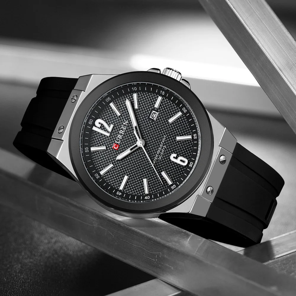 CURREN 8467 New Simple Casual Men's Sport Luxury Quartz Watches Silicone Auto Date Wristwatch Fashion Silicone Business