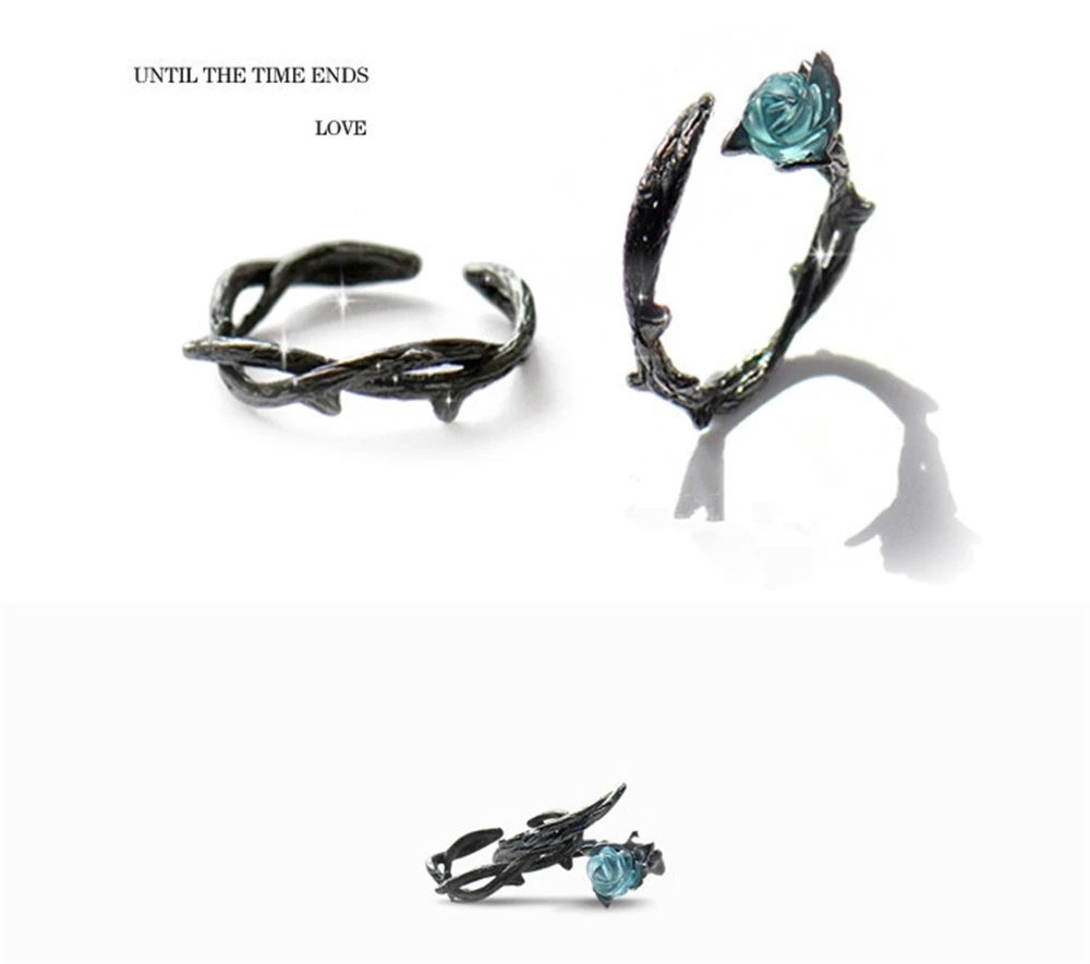 

New Jewelry Fashion Retro Brand Creative Rose Ring Thorns Couple Silver On The Zircon Pearl Ring, Gold