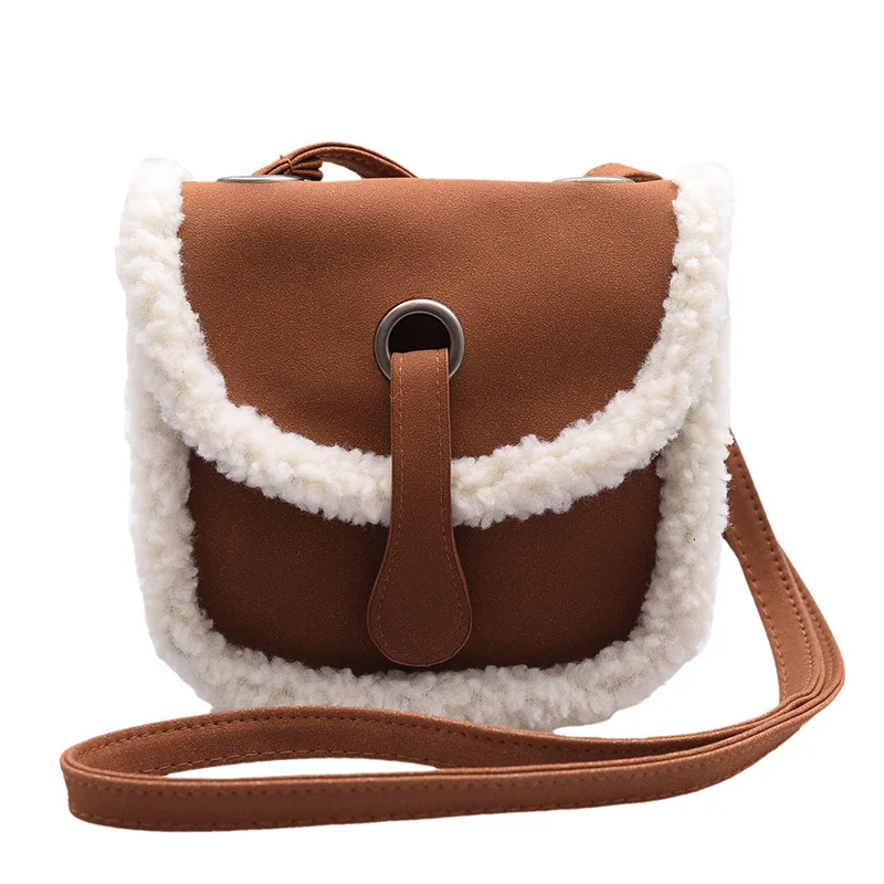 

2021 Wholesale Cheap Winter Warm Ladies Fashion Handbag Girls Satchels Crossbody Faux Wool Fur Purses and Handbags for Women, 3 colors