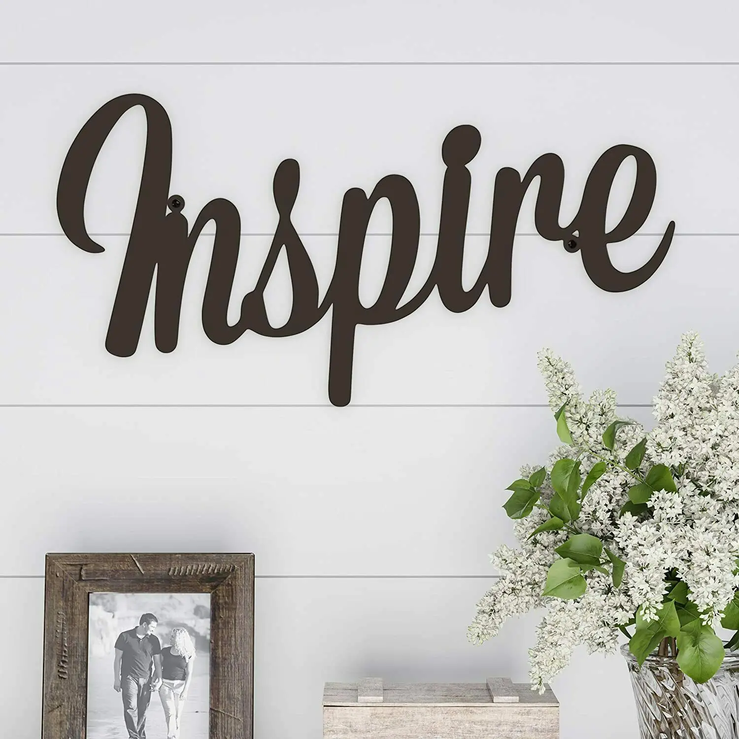 

Home Metal Cutout-Inspire Wall Sign-3D Word Art Home Accent Decor, Black