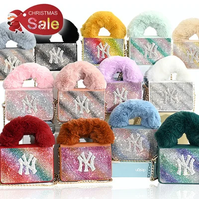

2021 Designer Shiny Ny Fur Bag Headbands Purse Set Luxury Handbags